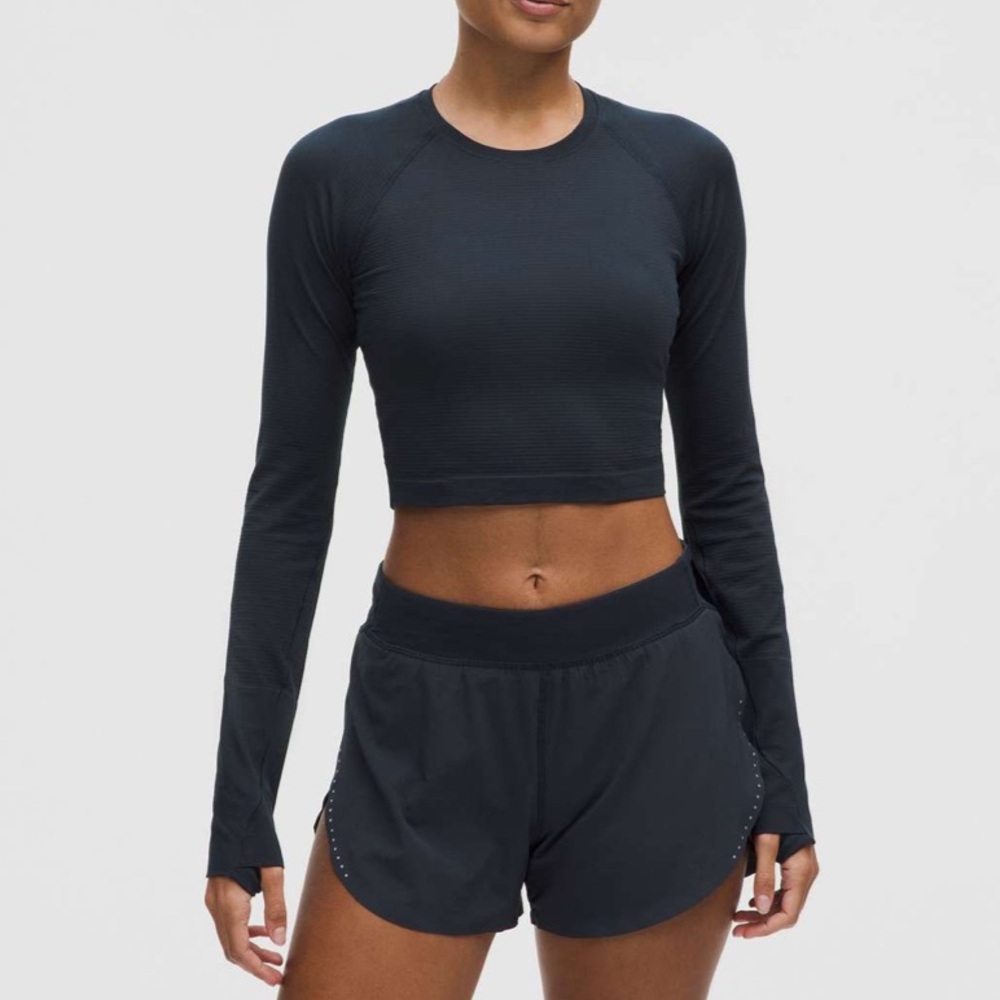 NWOT lululemon Swiftly Tech Cropped Long-Sleeve Shirt 2.0 (True Navy)